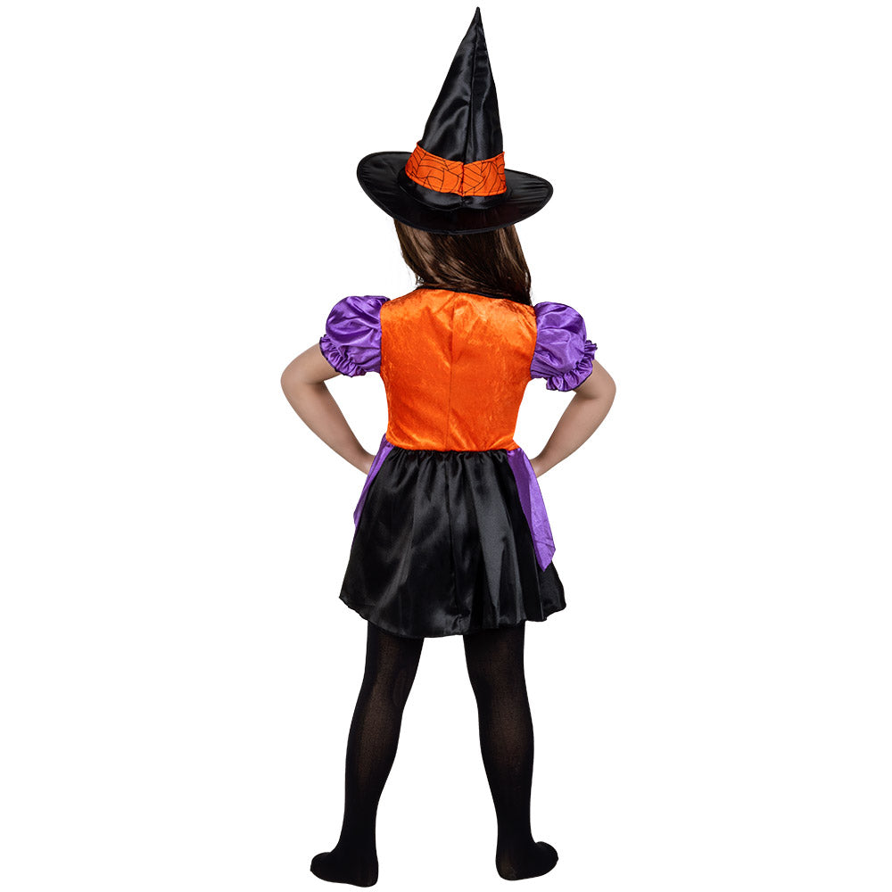Déguisement Sorcière Enfant Orange et Noir Halloween