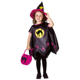 Déguisement Sorcière Enfant Noir Rose - Cape Chat Halloween