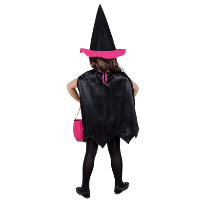 Déguisement Sorcière Enfant Noir Rose - Cape Chat Halloween