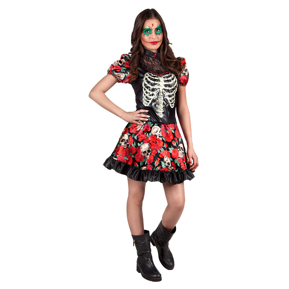 Déguisement Squelette Floral Femme - Robe Skeleton Roses