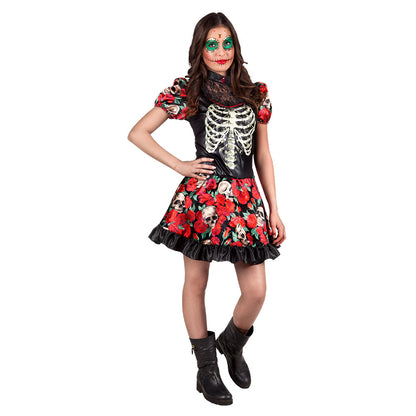 Déguisement Squelette Floral Femme - Robe Skeleton Roses
