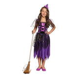 Déguisement Sorcière Enchantée Enfant - Robe Violette Paillettes