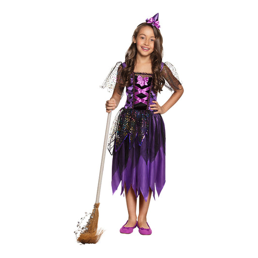 Déguisement Sorcière Enfant Violet Paillettes avec Accessoires