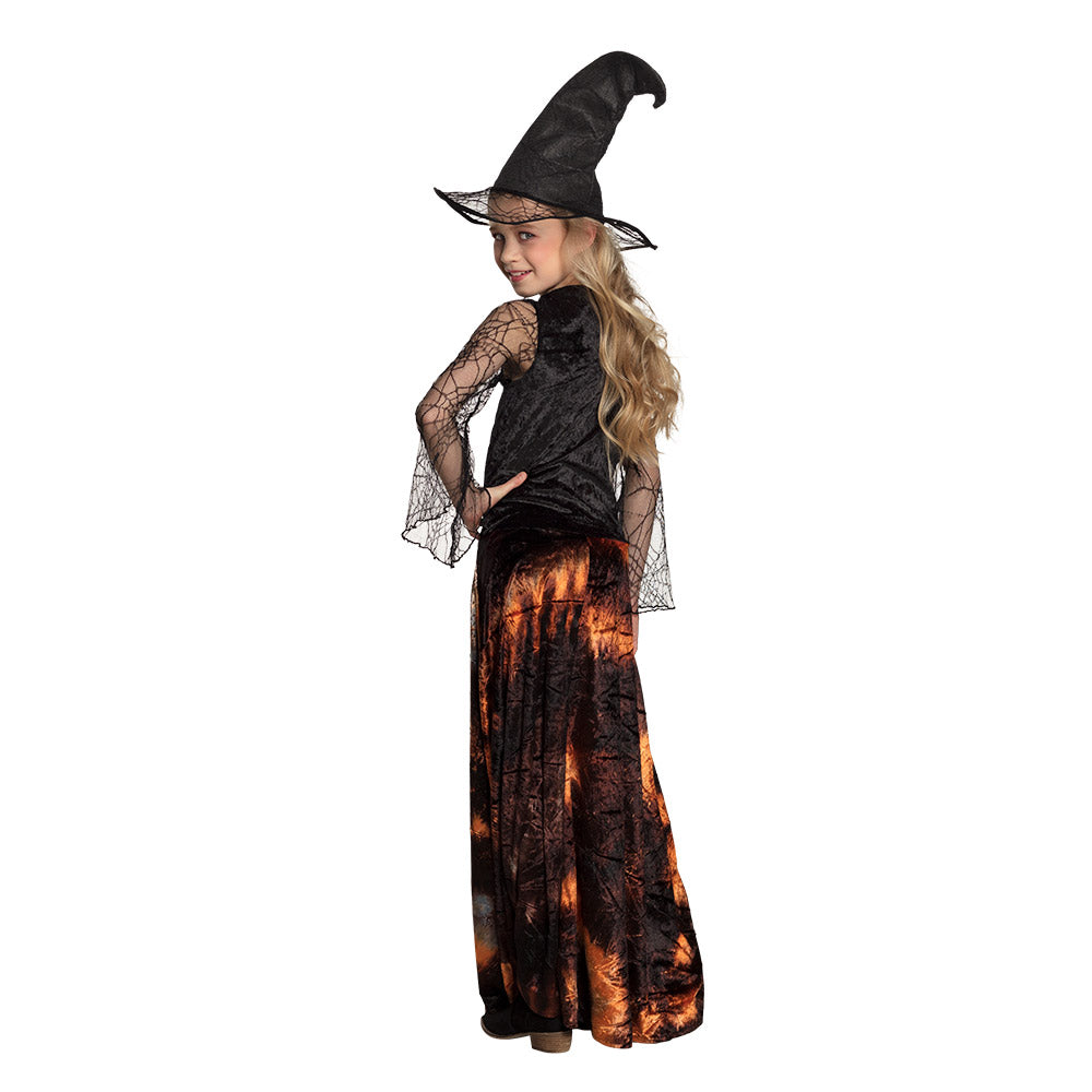 Déguisement Sorcière Enfant Velours Orange Halloween
