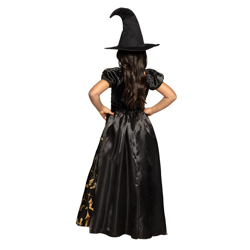 Déguisement Sorcière Enfant Noir et Or Halloween