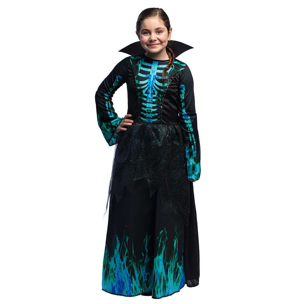 Déguisement Squelette Luminescent Fille - Costume Halloween Sorcière