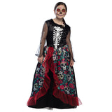 Déguisement Squelette Floral Fille - Robe Longue Halloween