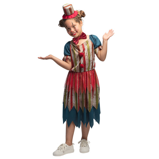 Déguisement Clown Cirque Enfant - Robe Colorée avec Chapeau