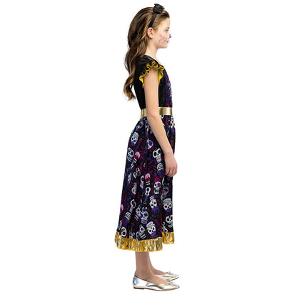 Déguisement Squelette Fleur Mexicain Enfant - Robe Crâne