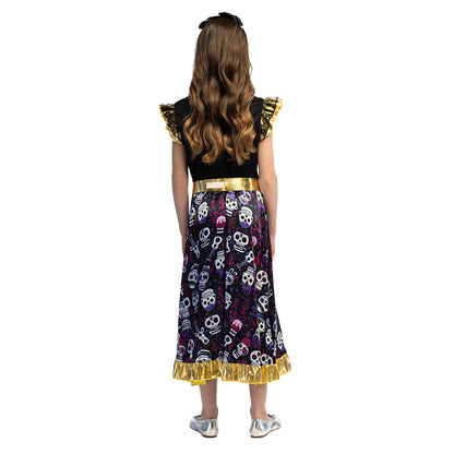 Déguisement Squelette Dia de los Muertos Fille - Robe Crâne Coloré
