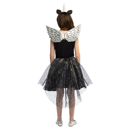 Déguisement Licorne Noire Paillettes Enfant avec Ailes