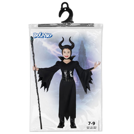Déguisement Maléfique Enfant - Robe Noire Cornes & Bâton