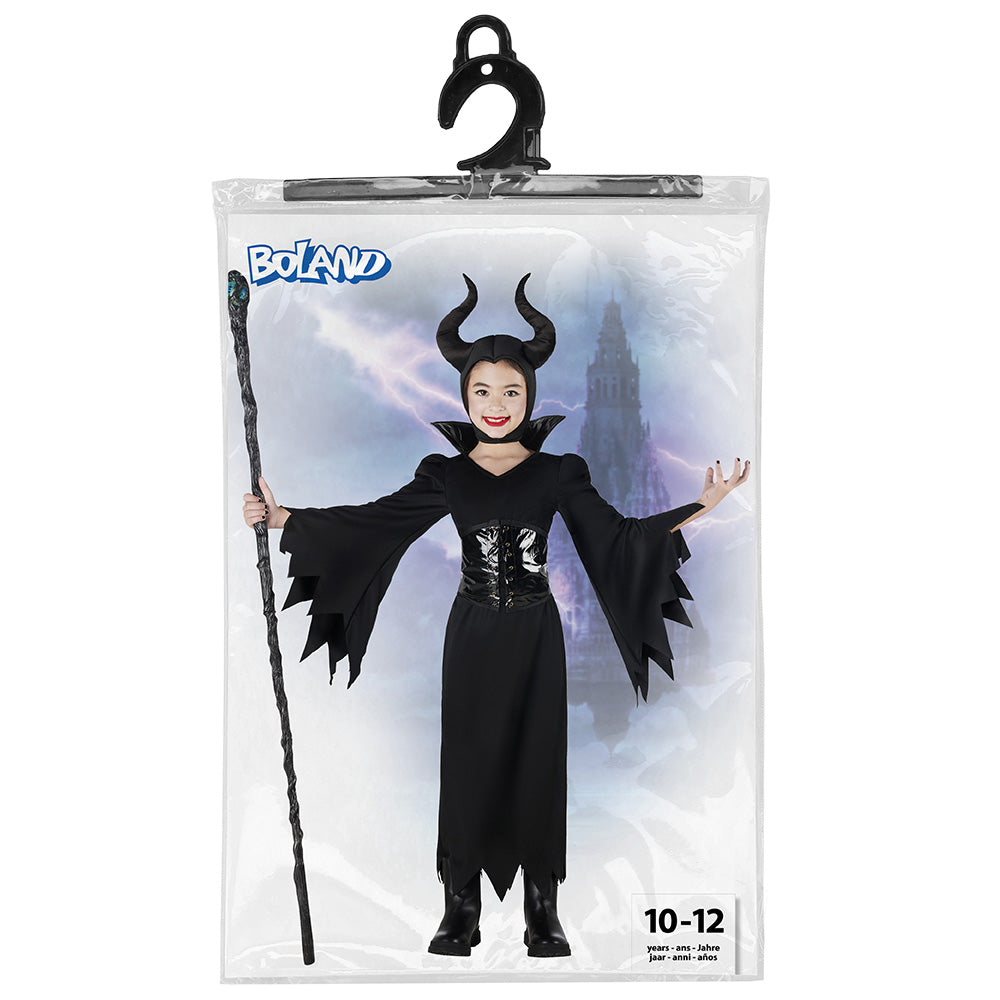 Déguisement Maléfique Enfant - Robe Noire avec Cornes et Bâton