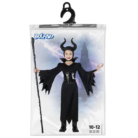 Déguisement Maléfique Enfant - Robe Noire avec Cornes et Bâton