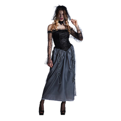 Déguisement Gothique Velours Femme Luxe - Robe Noire