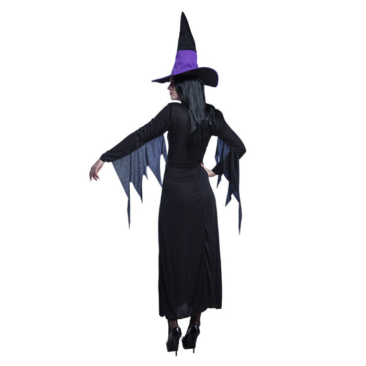 Costume Sorcière Maléfique Noir et Violet avec Chapeau