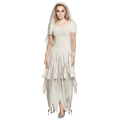 Déguisement Mariée Fantôme Blanc Halloween - Robe Longue Voile