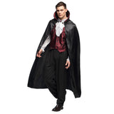 Costume Vampire Élégant - Cape Noire et Gilet Bordeaux