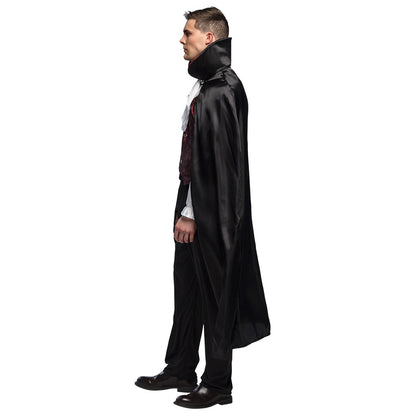 Costume Vampire Élégant - Cape Noire et Gilet Bordeaux