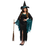 Costume Sorcière Noir et Bleu Turquoise Femme Adulte