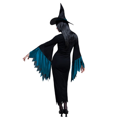 Costume Sorcière Noir et Bleu Turquoise Femme Adulte
