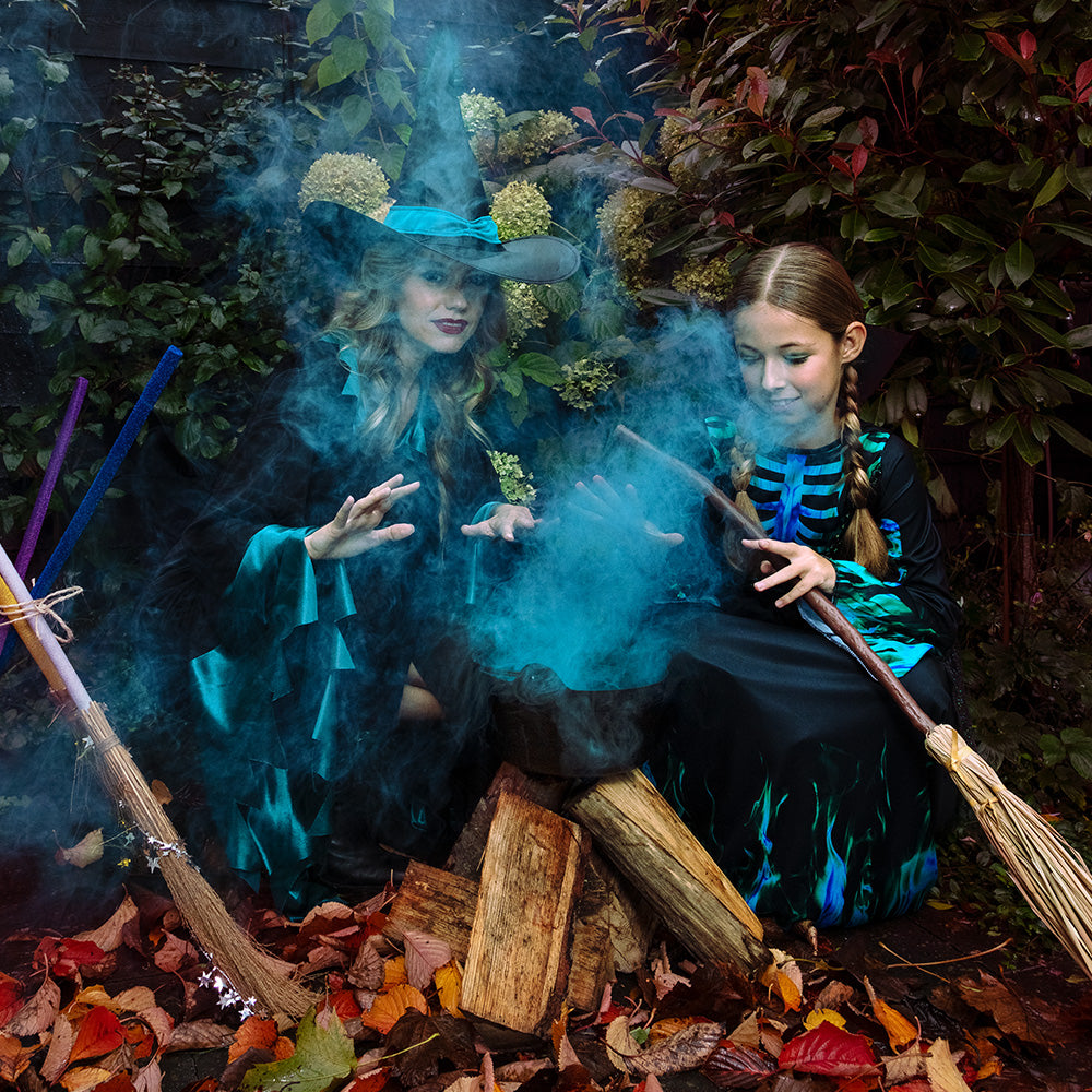 Costume Sorcière Noir et Bleu Turquoise Femme Adulte