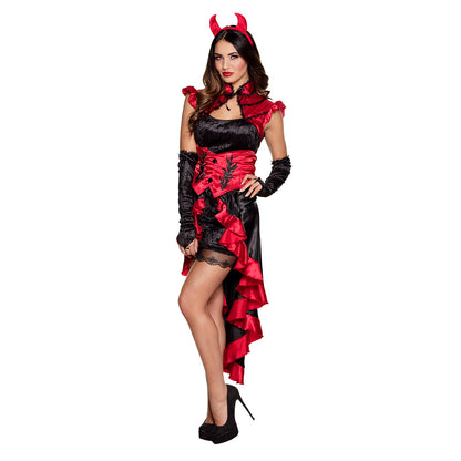 Déguisement Diablesse Rouge et Noir Sexy avec Cornes