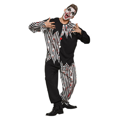 Déguisement Clown Terrifiant Rayé Noir et Blanc Adulte