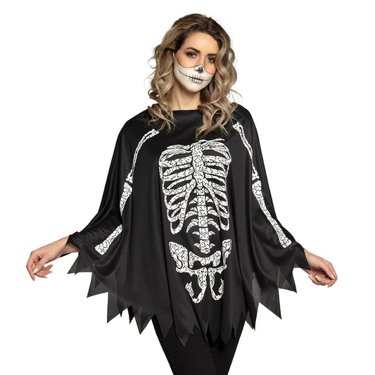 Cape Squelette Noire Halloween - Déguisement Adulte Fantôme