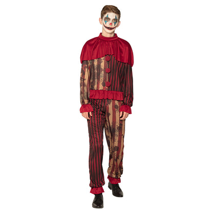 Déguisement Clown Vintage Enfant - Cape Rouge et Costume Rayé