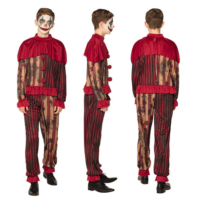 Déguisement Clown Vintage Enfant - Cape Rouge et Costume Rayé