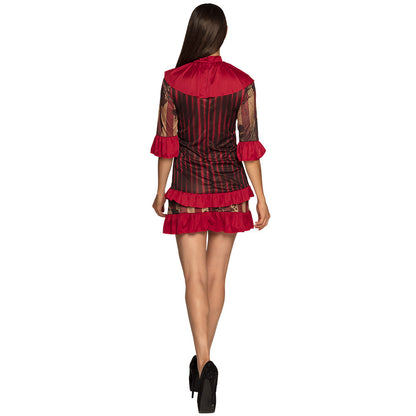 Déguisement Clown Cirque Femme - Robe Rayée Rouge et Noir