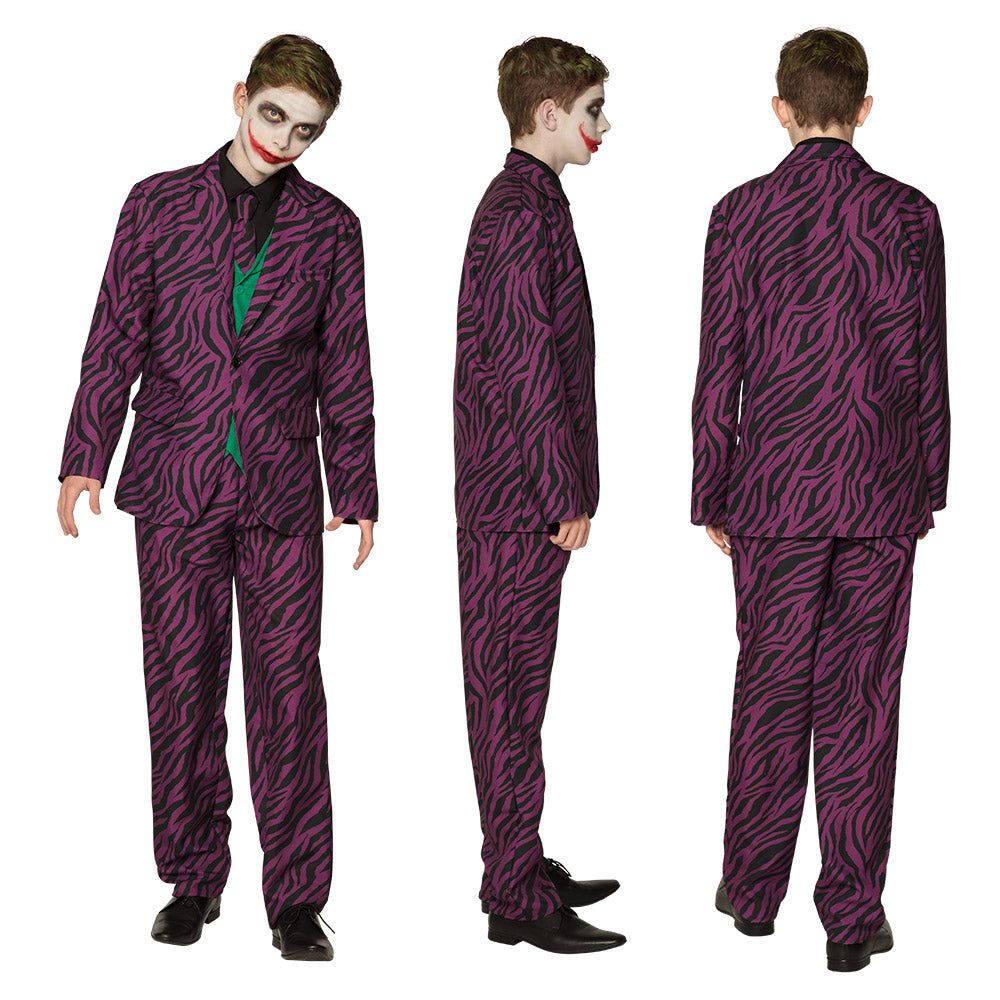 Costume Joker Zébré Violet & Noir - Déguisement Adulte