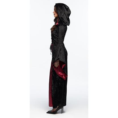 Robe Vampire Gothique Femme - Déguisement Luxe Noir et Bordeaux