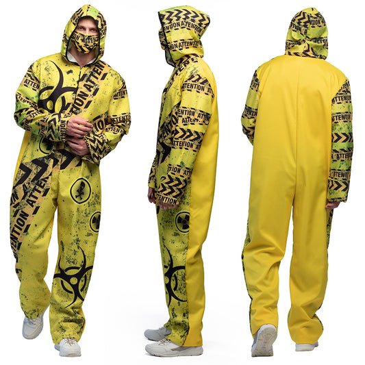 Combinaison Intégrale Jaune Danger Biohazard avec Masque