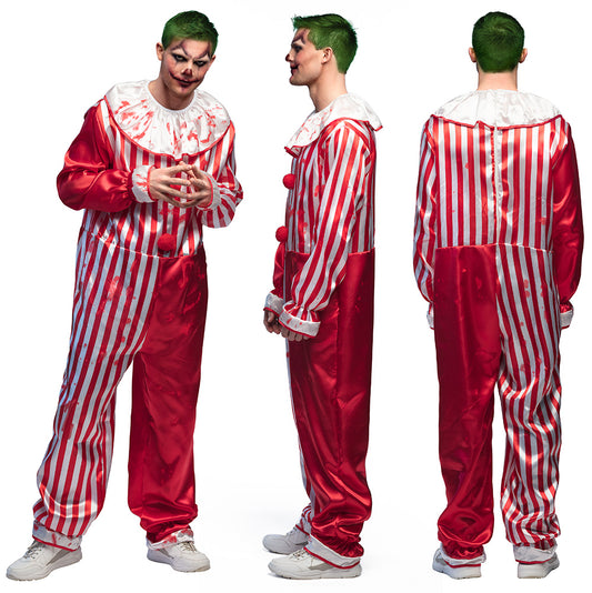 Déguisement Clown Rayé Rouge et Blanc - Costume Complet Adulte