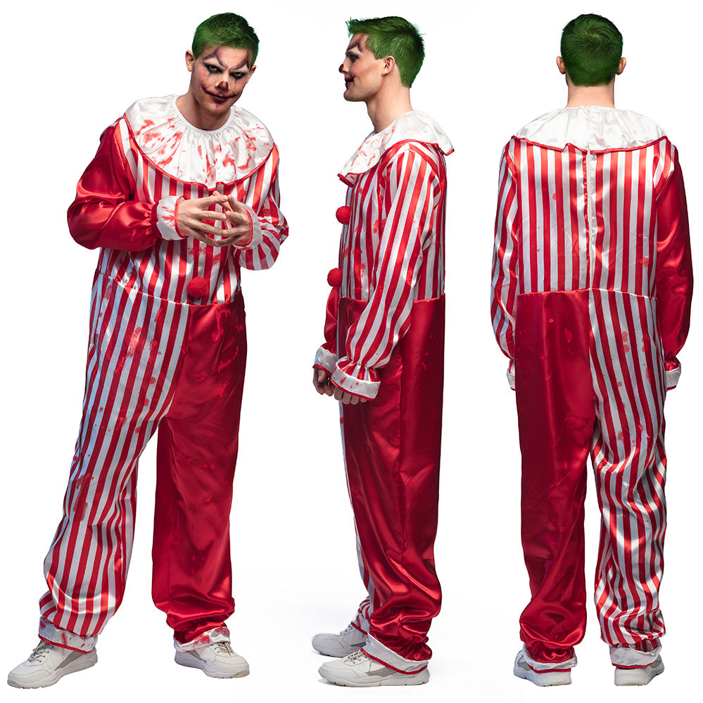 Déguisement Clown Rayé Rouge et Blanc - Costume Cirque Adulte