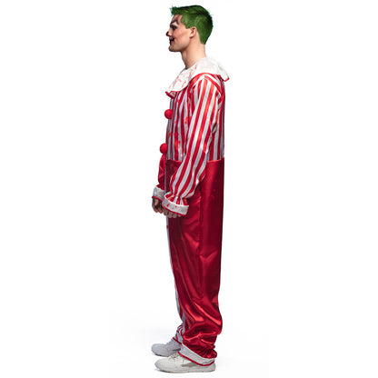 Déguisement Clown Cirque Rayé Rouge Blanc Adulte