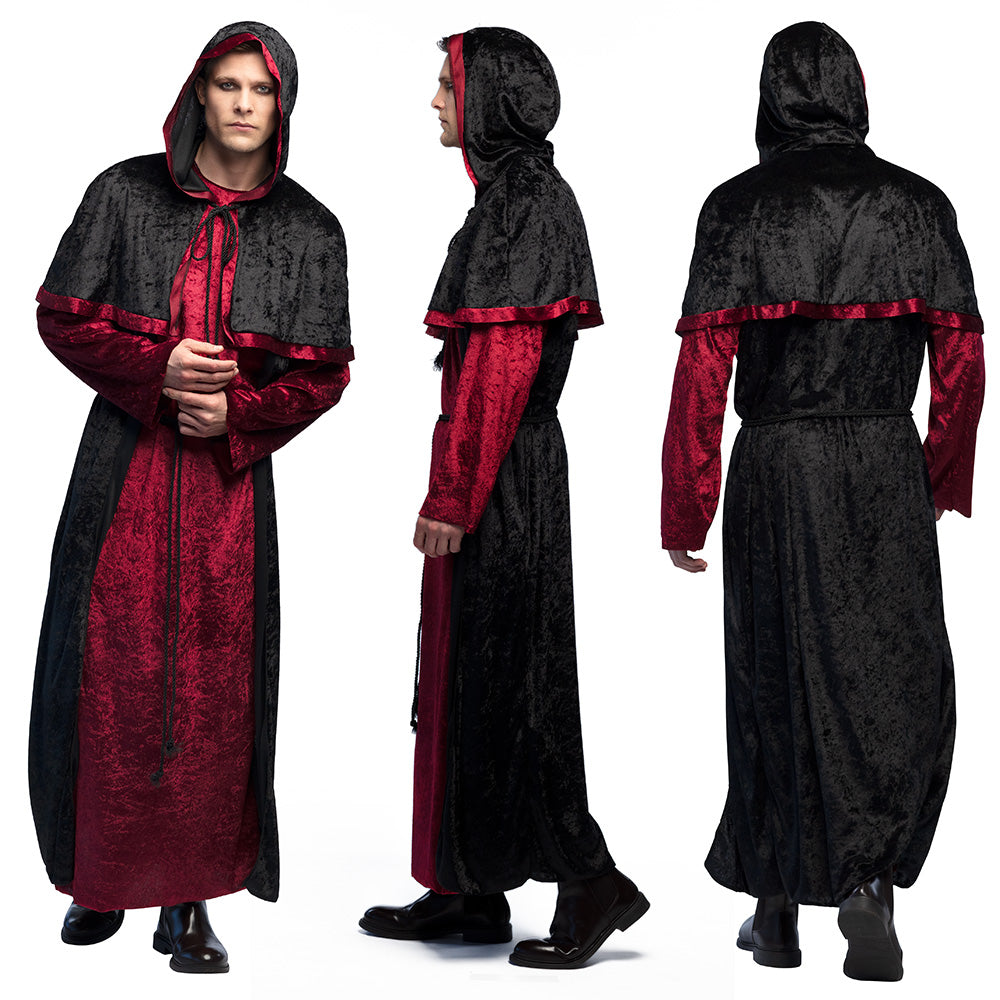 Costume Vampire Gothique - Cape Noire et Rouge Velours