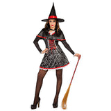 Déguisement Sorcière Luxe Noir et Rouge Femme Halloween