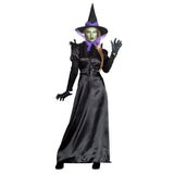 Costume Sorcière Noire Luxe - Chapeau Pointu & Robe Longue