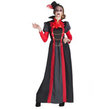 Déguisement Vampire Femme Élégant - Robe Gothique Rouge et Noir