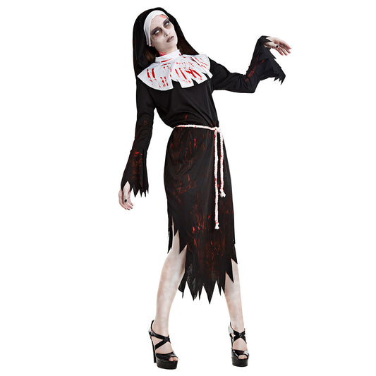 Déguisement Religieuse Zombie Sanglante Halloween Femme