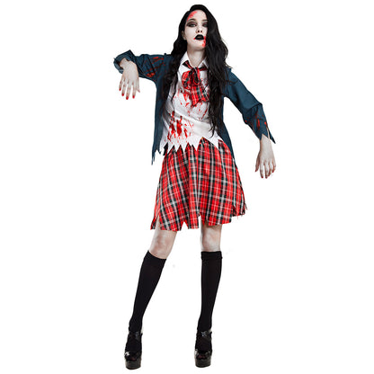 Déguisement Zombie Écolière Sanglant Halloween Femme