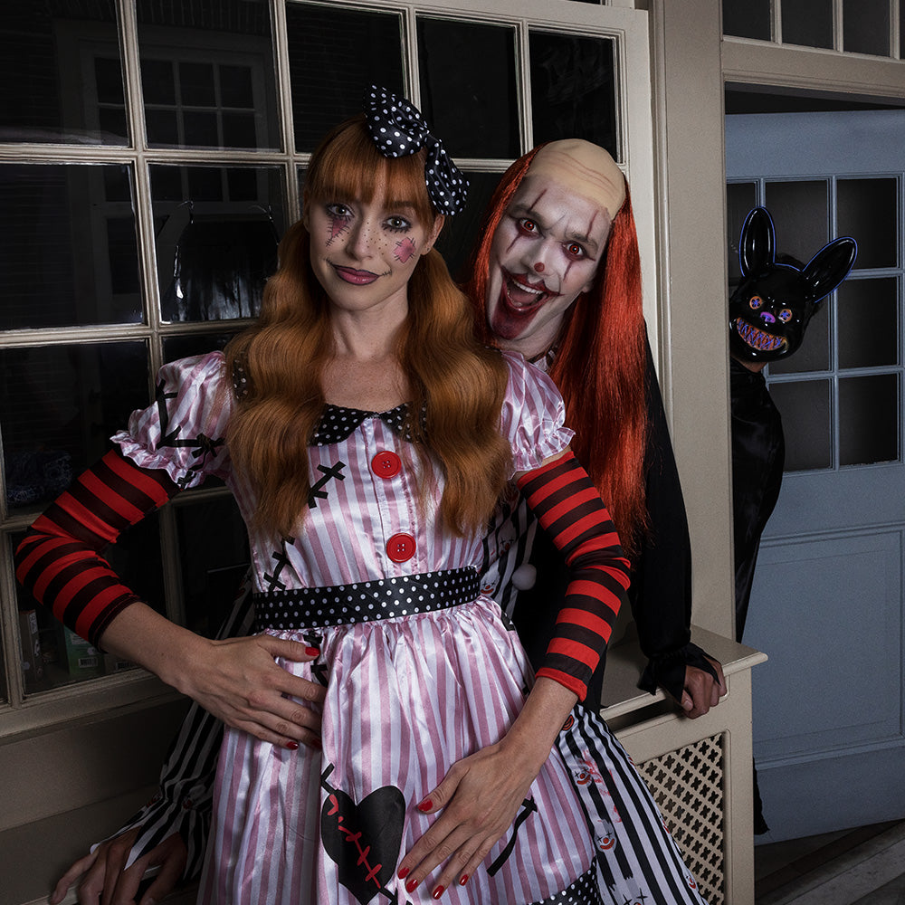 Déguisement Poupée Porcelaine Gothique Rayé Adulte Halloween