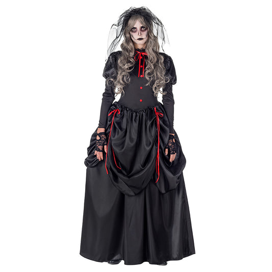 Déguisement Mariée Vampire Gothique Noir et Rouge