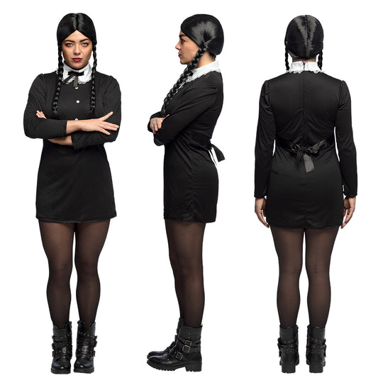 Déguisement Mercredi Addams Enfant - Robe Noire et Accessoires