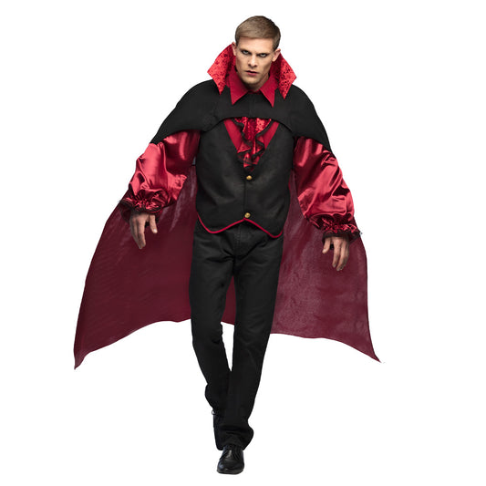 Costume Vampire Aristocrate - Cape Bordeaux et Chemise à Jabot