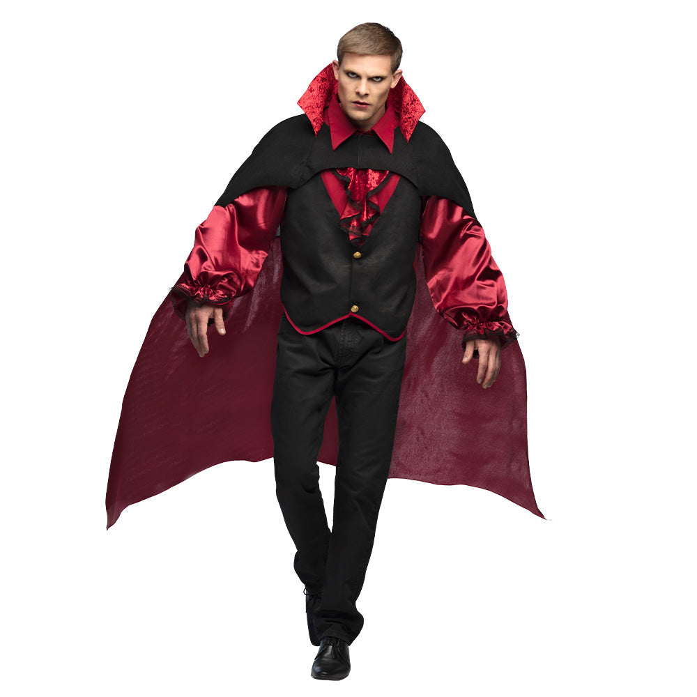 Costume Vampire Luxe - Cape Noire et Rouge Aristocratique