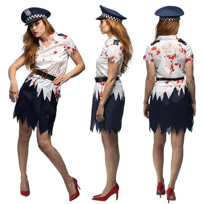 Costume Zombie Police Femme - Déguisement Policière Sanglante